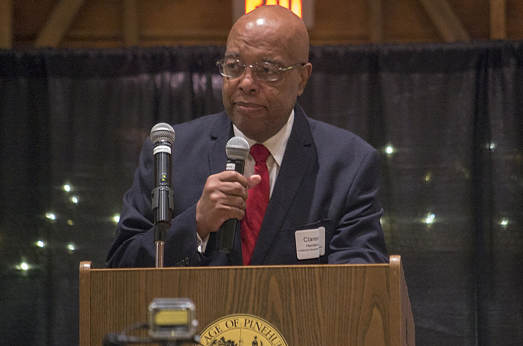 Clarence Henderson speaks at The Fair Barn